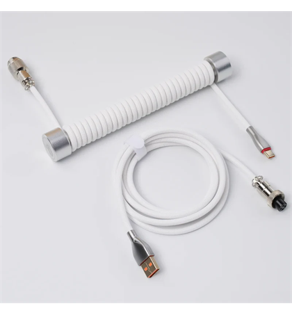 GravaStar Coiled Aviator USB Cable (White)