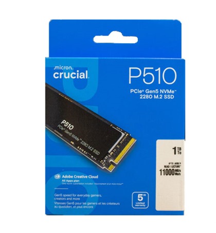 Crucial P510 1TB PCIe Gen5 NVMe 2280 M.2 SSD
