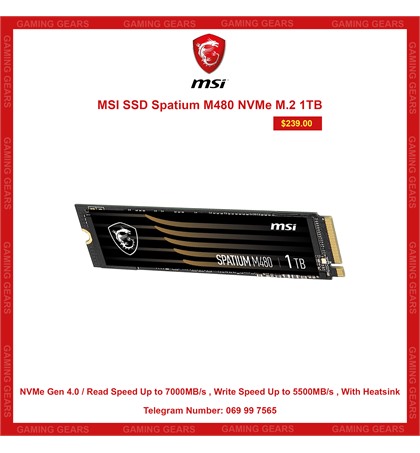 MSI SSD Spatium M480 NVMe M.2 1TB