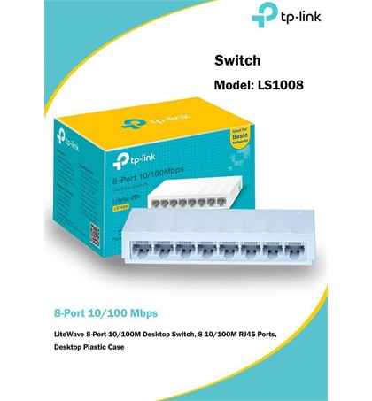 TP-LINK Switch Model LS1008 / 8 Port 10 100Mbps