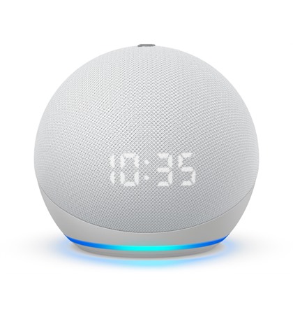 Amazon Echo Dot (4th Gen) | Smart speaker with clock and Alexa | Glacier White 
