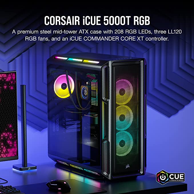 CORSAIR iCUE 5000T RGB Tempered Glass Mid-Tower ATX PC Case