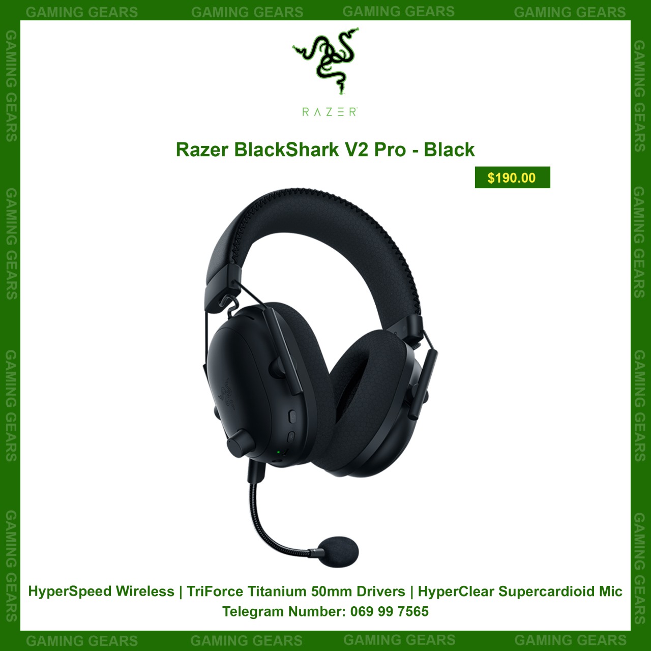 Razer BlackShark V2 Pro - Black (Wireless) 