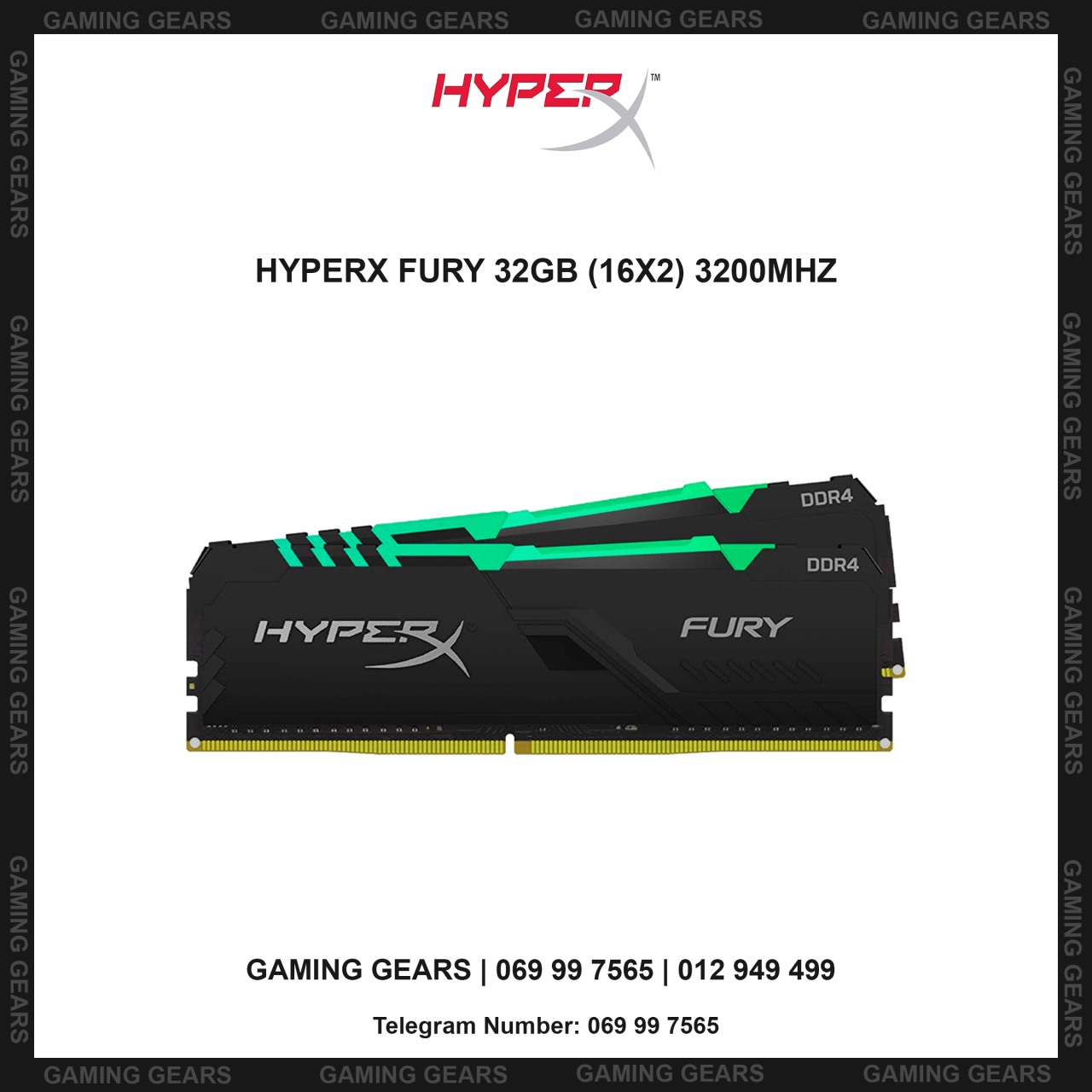 HYPERX FURY 32GB (16X2) 3200MHZ DDR4 CL16